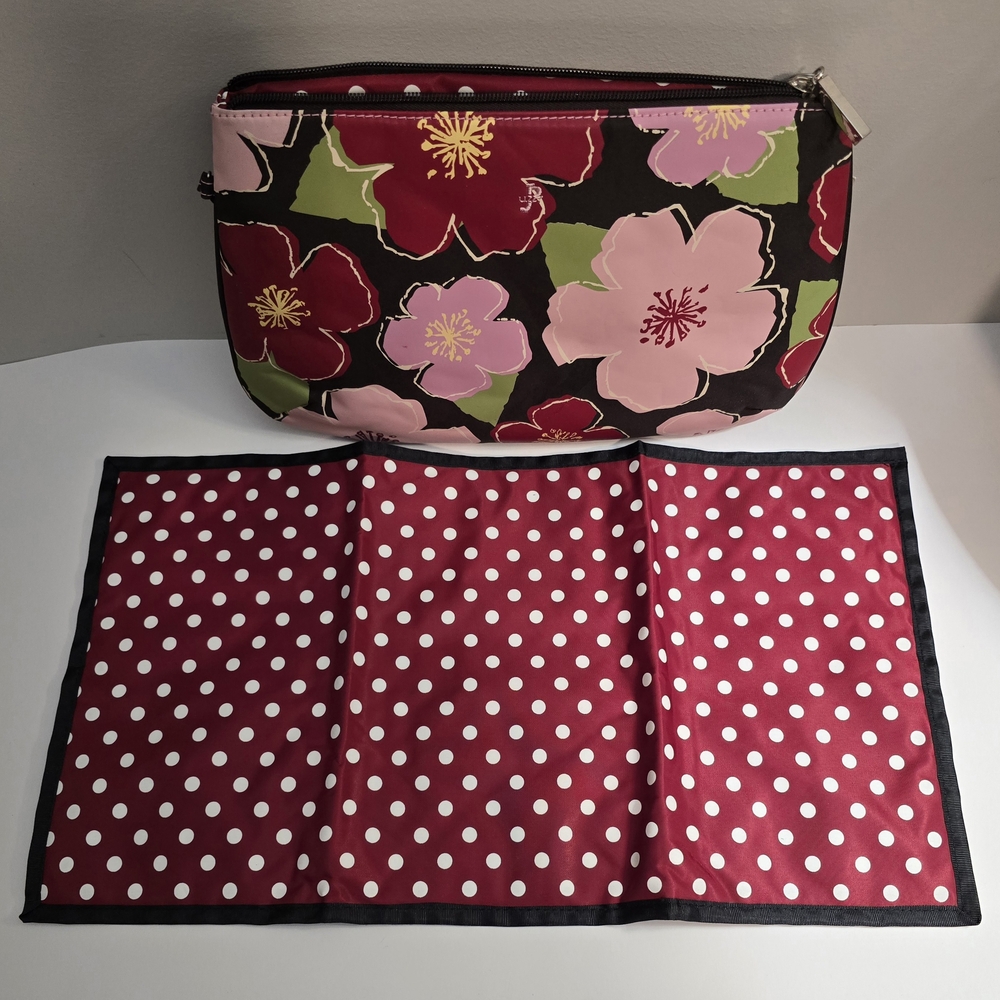 JP Lizzy Chamelia Clutch Diaper Bag Purse Floral Flower Black Red Pink Polka Dot